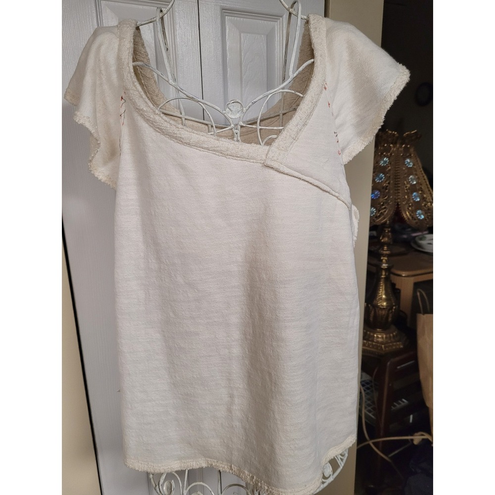 Dolan Left Coast Collection Louisa Ruffled Top Ivory Boucle Knit Blouse Size L - Picture 3 of 9